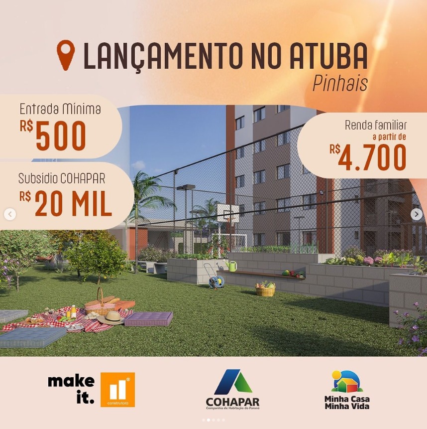 Apartamento com 2 dormitórios à venda, 44 m² por R$ 280.000,00 - Jardim Atuba II - Pinhais/PR